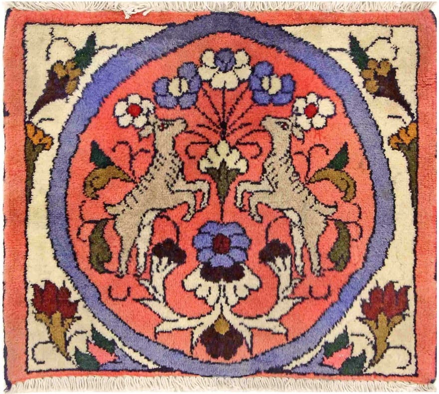 Hamadan Teppich 48x55 cm - Antik, handgeknüpft, Perserteppich