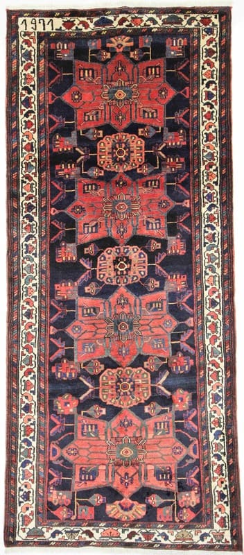 Hamedan Orientteppich 310x131, semi-antik, handgeknüpft