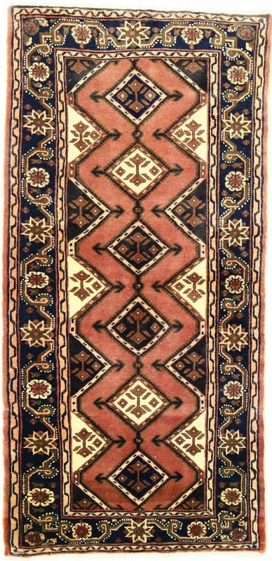 Hamedan Teppich 194x93 cm, semi-antik, handgeknüpft, Perserteppich