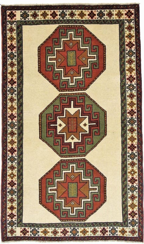 Handgefertigter Orientteppich 193x114 cm aus Wolle im Kurdi-Design