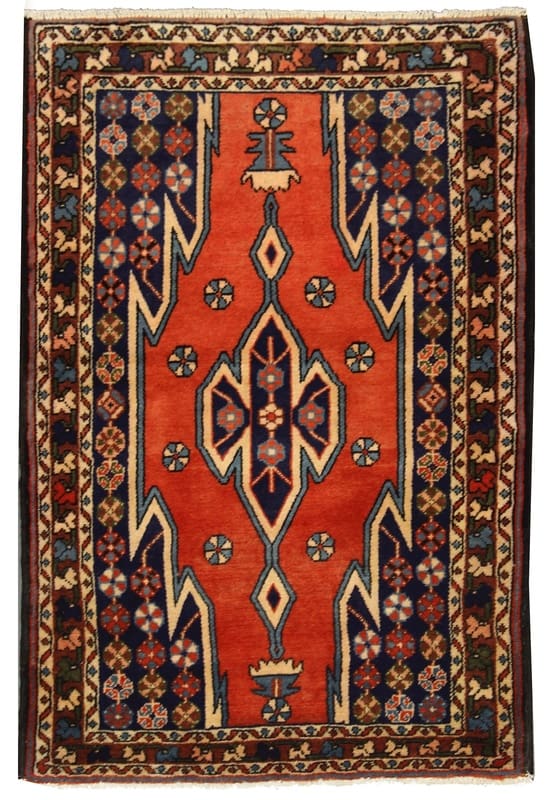 Handgeknüpfter Hamadan Teppich 129x84 cm, 160.000 Knoten, Perserteppich