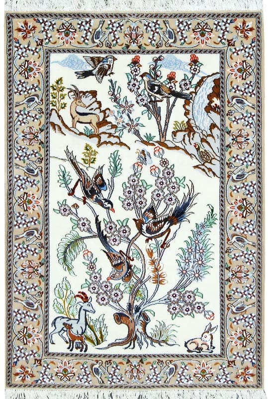 Handgeknüpfter NAIN 9LA Teppich 152x103 cm mit Landschaftsmotiv, Orientteppich