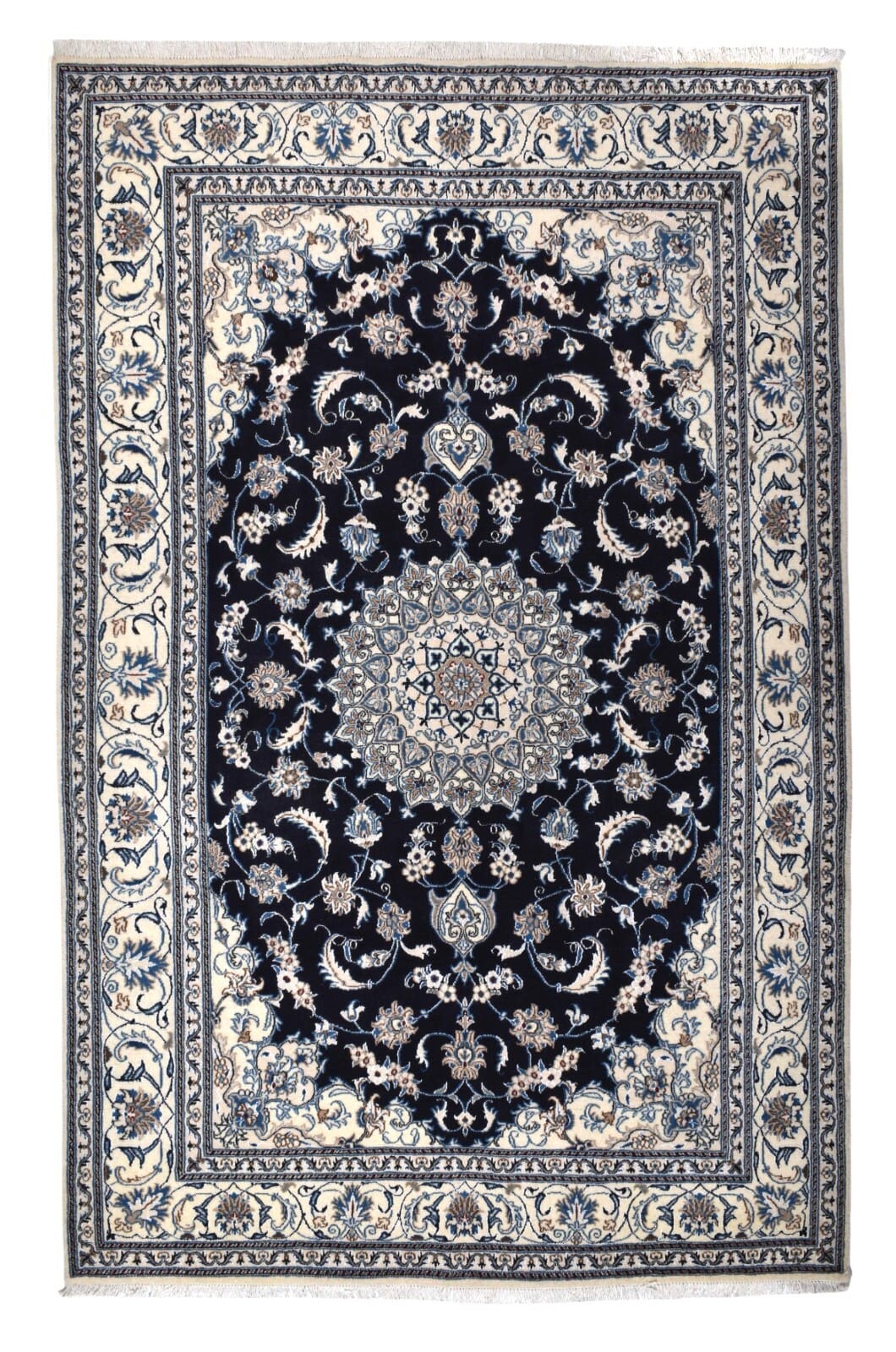 Handgeknüpfter Orientteppich Nain 310x200 cm, 300.000 Knoten, Blau