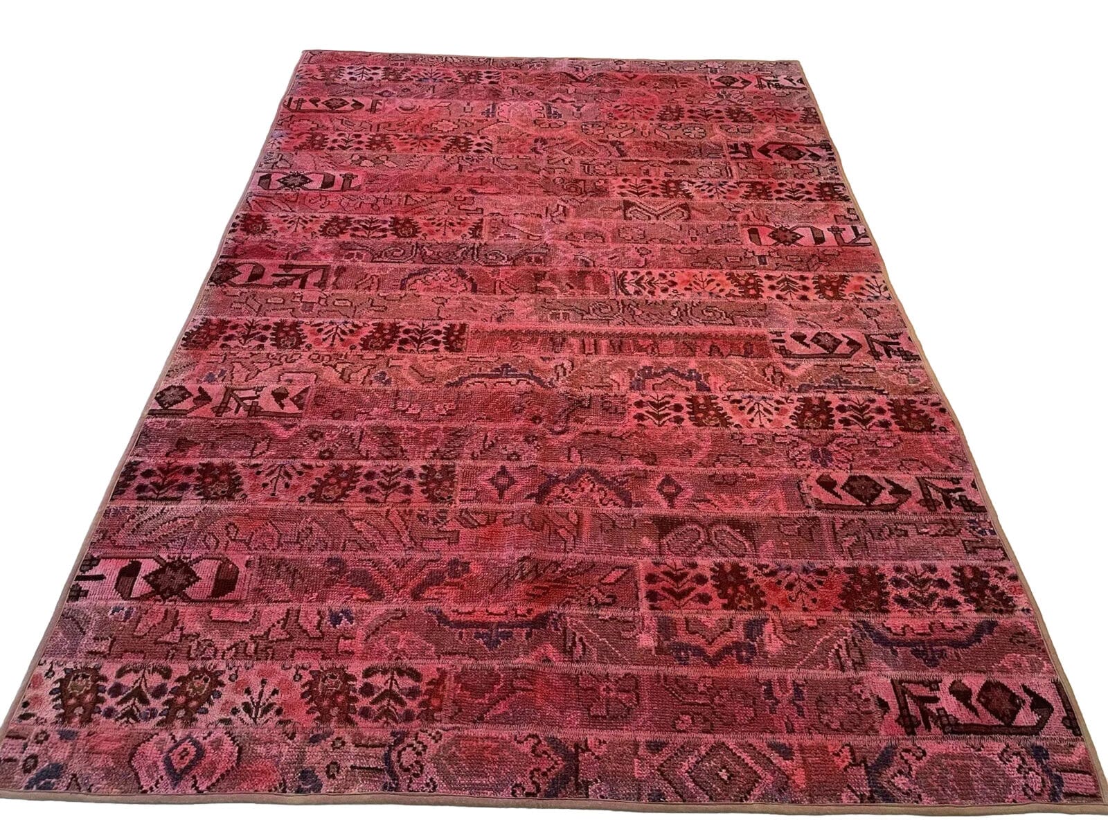 Handgeknüpfter Patchwork Orientteppich 242x169cm in Orange