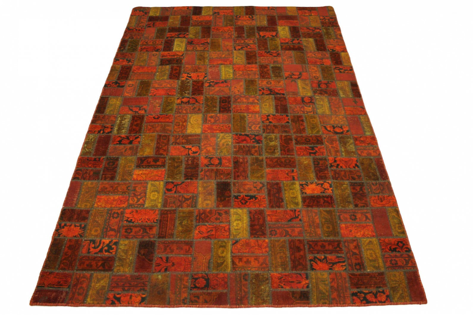 Handgeknüpfter Patchwork Teppich Rot 308x201cm – Orientteppich