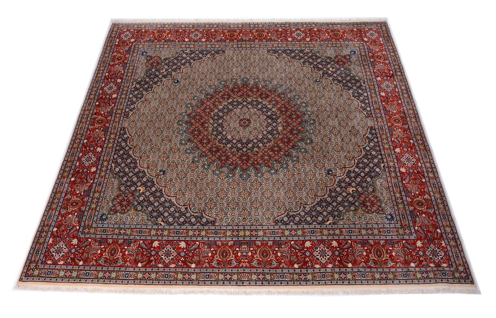 Handgeknüpfter Perser Teppich 300x293 cm, 375.000 Knoten, Beige