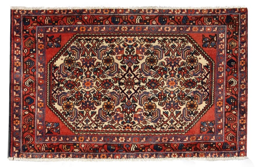 Handgeknüpfter Perserteppich 104x65 cm, 200.000 Knoten, Beige Weiß