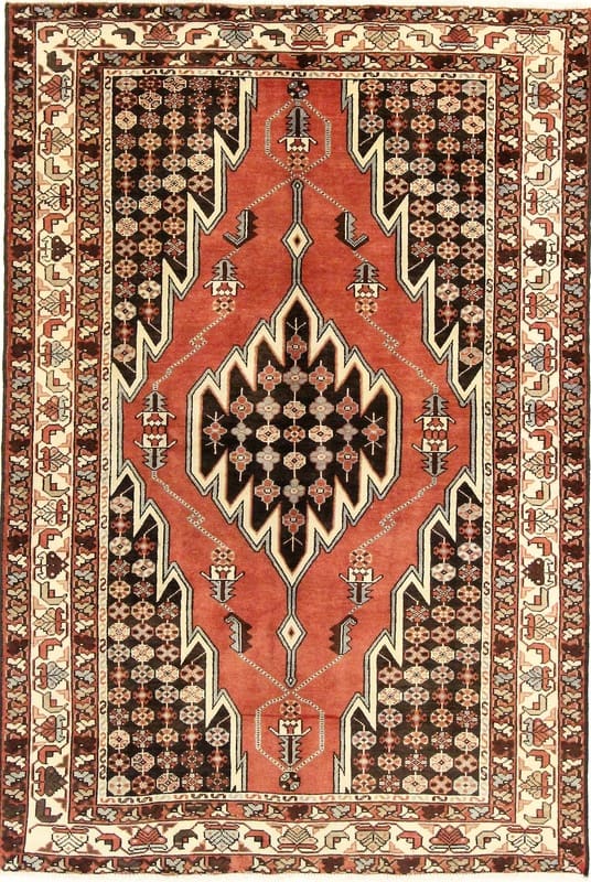 Handgeknüpfter Perserteppich 200x134 cm - 160.000 Knoten - Rot/Orange
