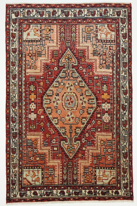 Handgeknüpfter Perserteppich 208x133 cm, 160.000 Knoten, rot/orange