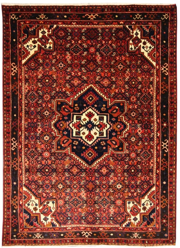 Handgeknüpfter Perserteppich 220x158 cm, 128.000 Knoten, rot/orange