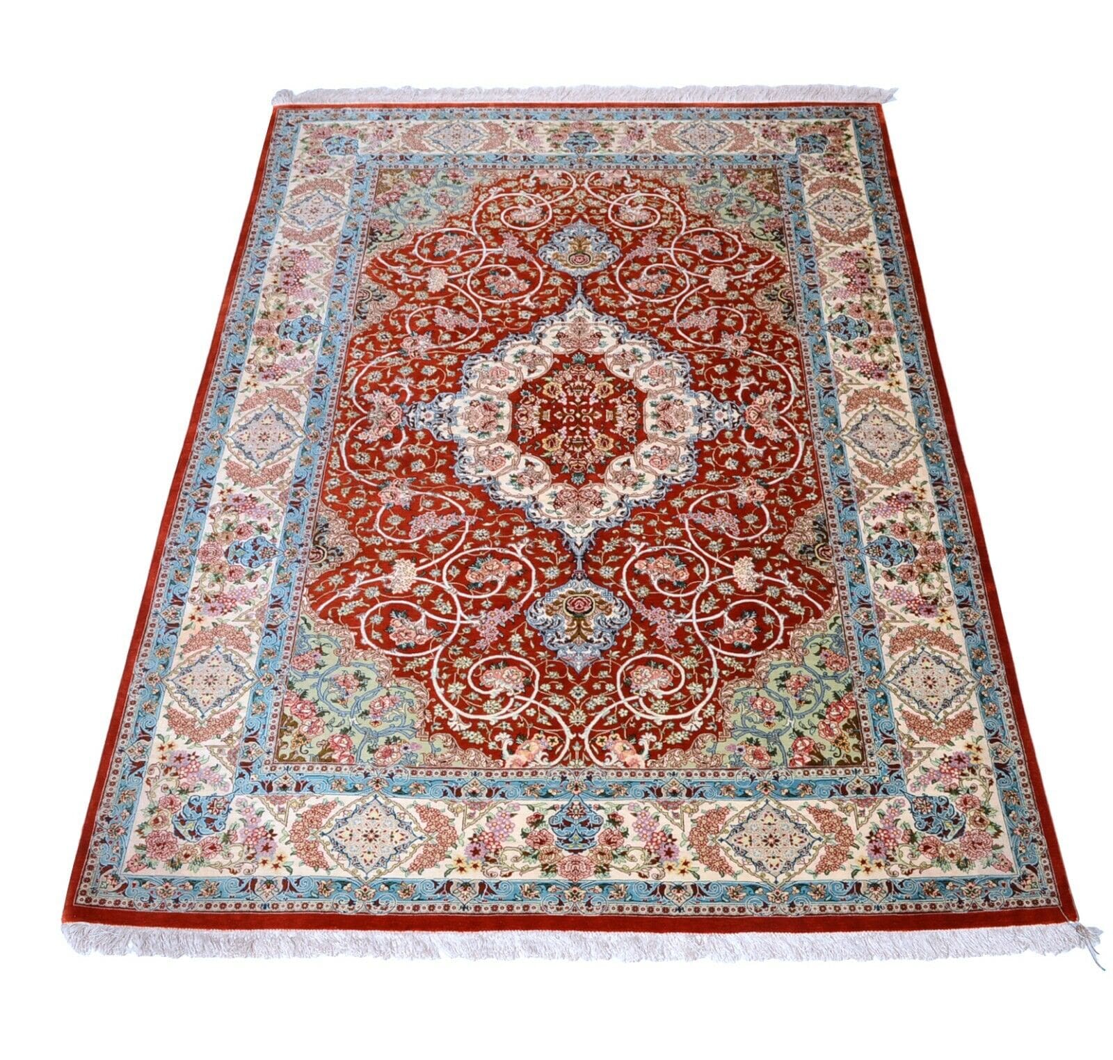 Handgeknüpfter Perserteppich Ghom Seide 200x135 cm, 950.000 Knoten