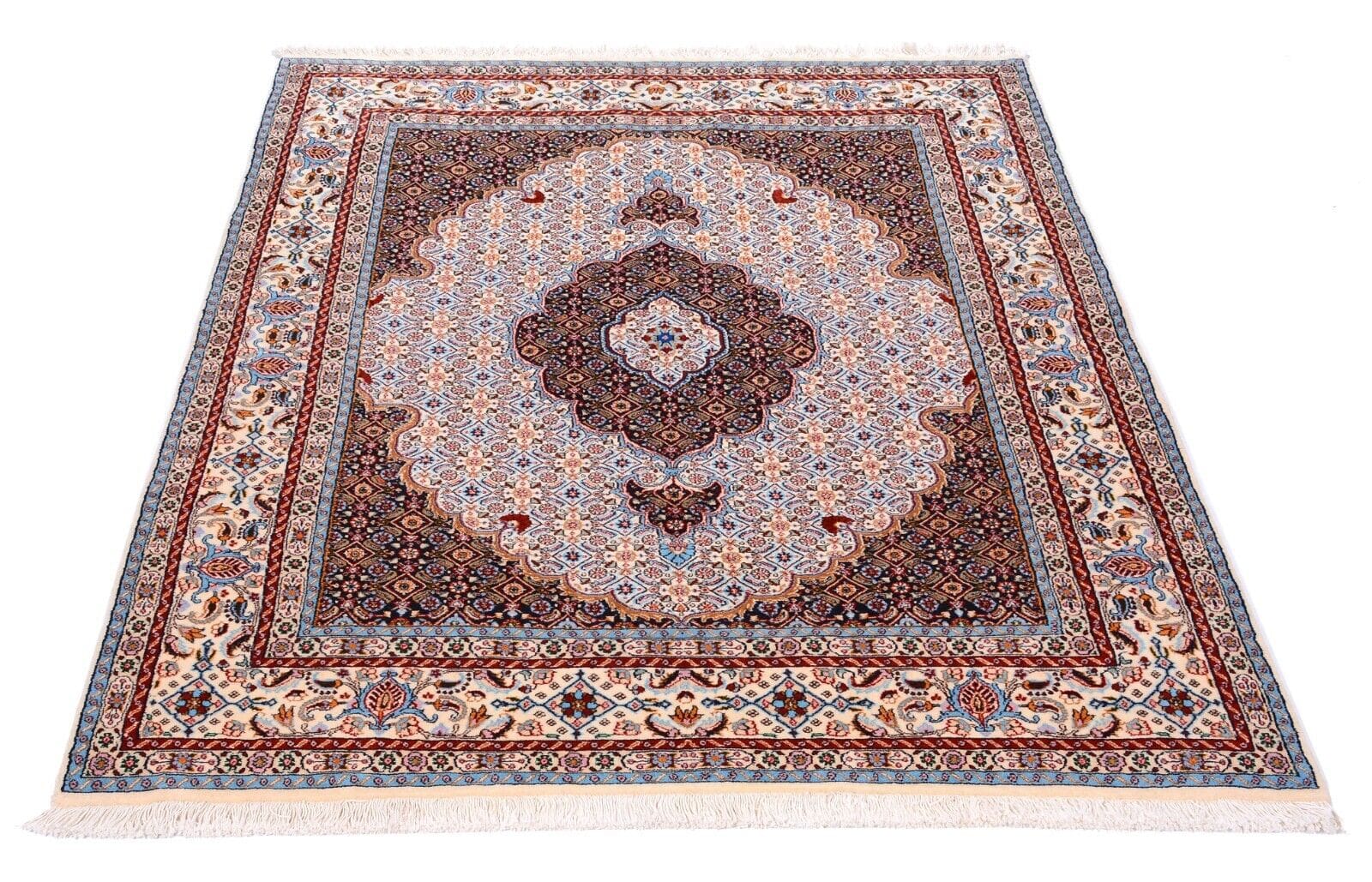 Handgeknüpfter Perserteppich Moud 195x146 cm 375.000 Knoten Beige