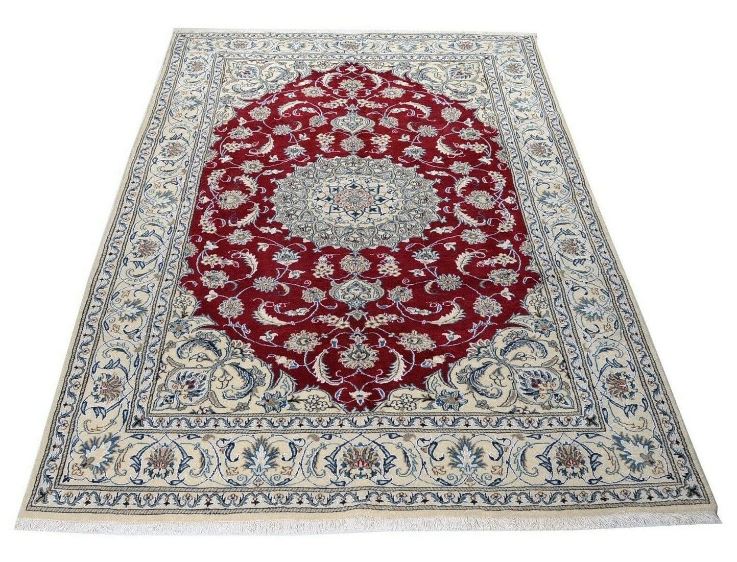 Handgeknüpfter Perserteppich Nain 300x198 cm, 300.000 Knoten, rot