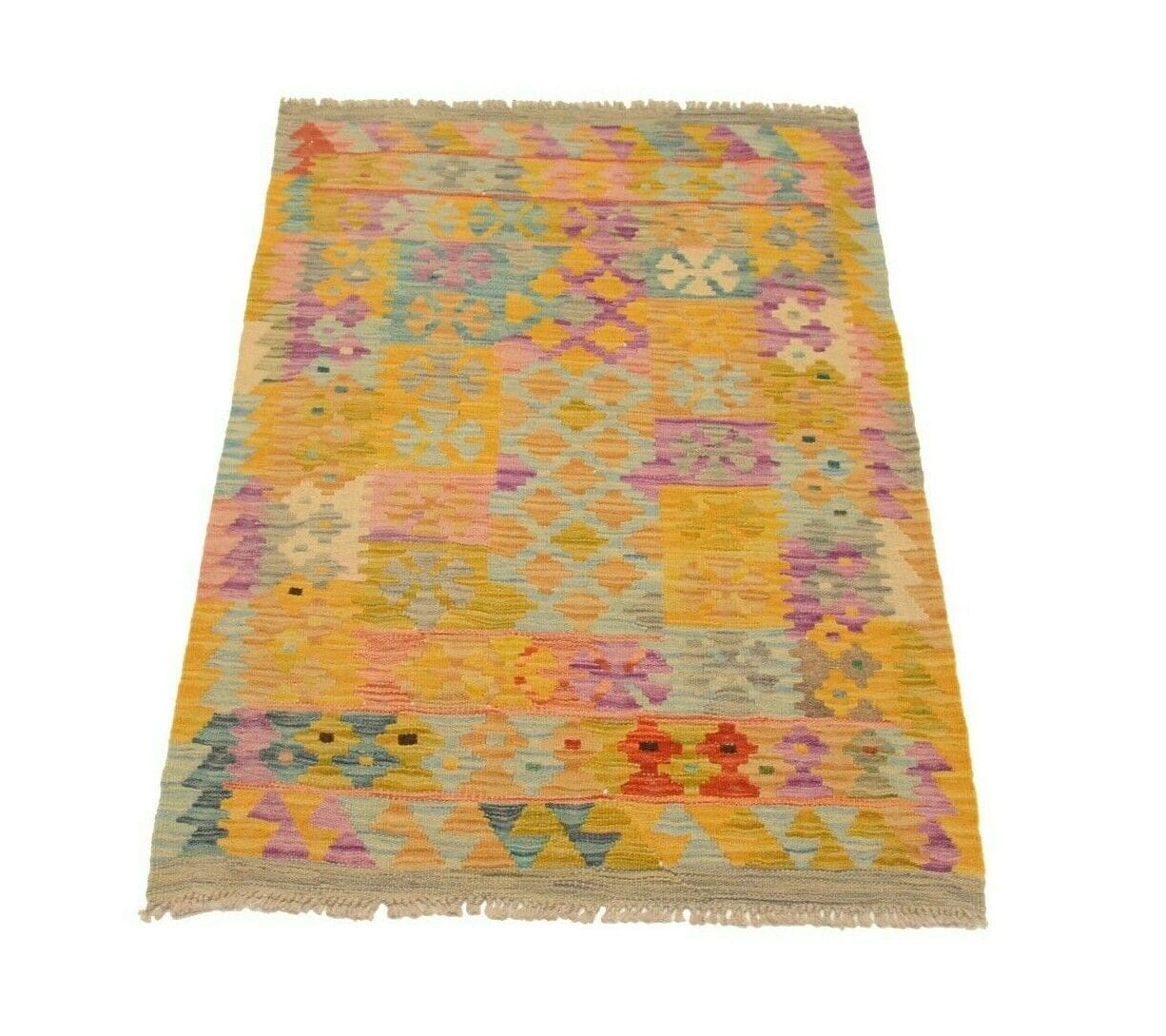 Handgewebter Afghan Kelim 121 x 82 cm in Pastellfarben - Neu