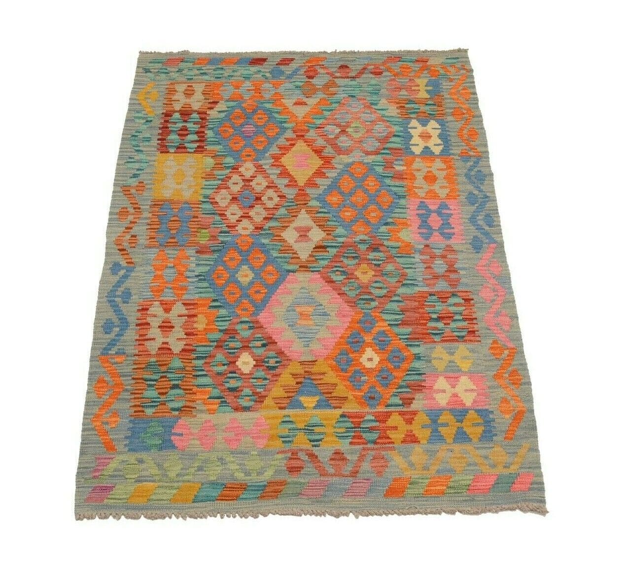 Handgewebter Afghan Kelim 148x103 cm – Geometrisches Design, neu