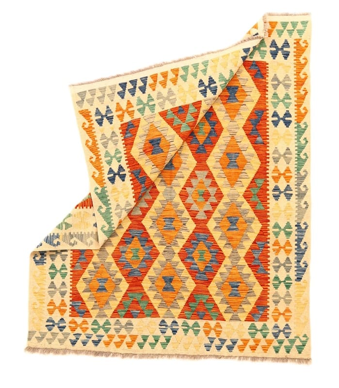 Handgewebter Kelim-Teppich 191x156 cm – Farbharmonie & Tradition