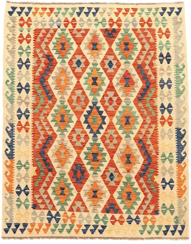 Handgewebter Kelim-Teppich 194x154 cm – Geometrisches Design, Orientteppich