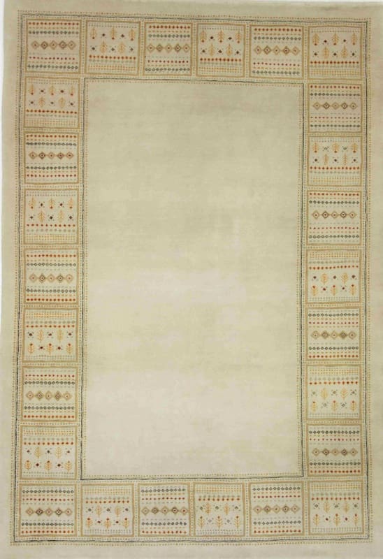 Handgewebter Loribaft Orientteppich 206x141 cm - Beige mit Bordüre