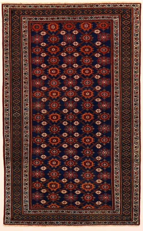 Handgewebter Waramin Orientteppich 235x146 cm – Blau-Rot-Creme