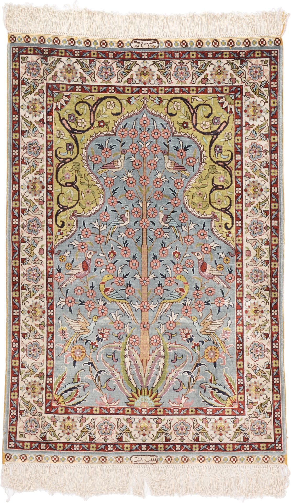 Hereke Teppich 65 x 94cm, Seide, handgeknüpft, 700.000 Knoten