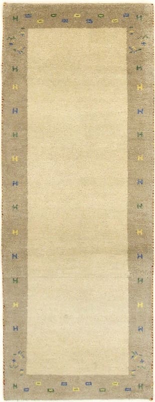Hochwertiger Gabbeh Teppich 202x76 cm – cremefarben, handgeknüpft