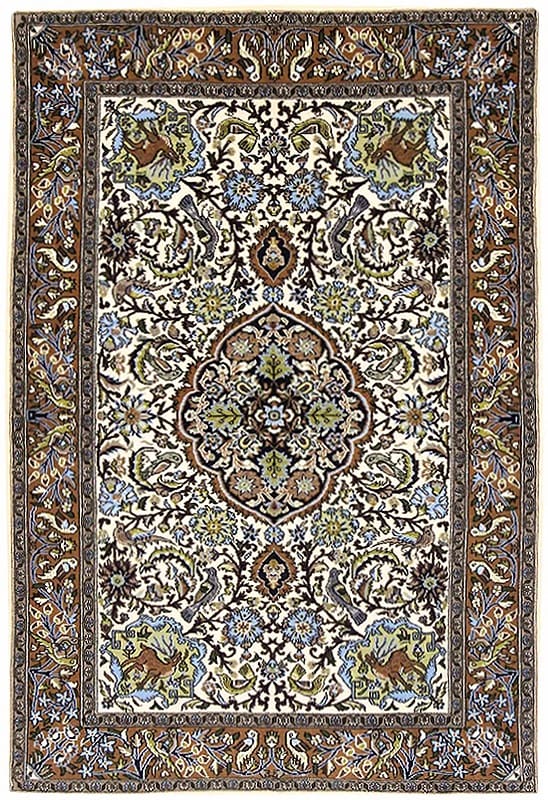 Hochwertiger Ghom Teppich 160x104 cm aus Seide, handgeknüpft