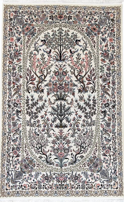 Isfahan Orientteppich 204x124 cm, florale Muster, handgeknüpft