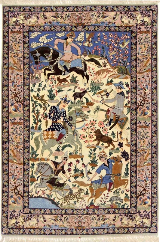 Isfahan Teppich 160x109 cm, 650.000 Knoten, handgeknüpft, Perserteppich