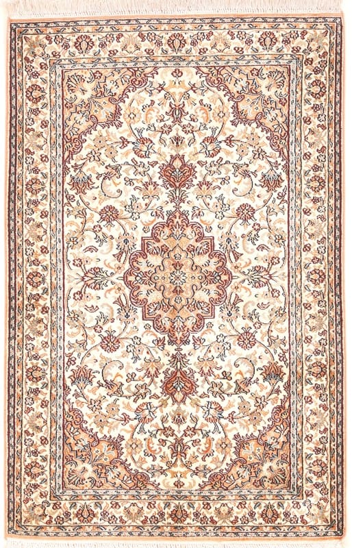 Kaschmir Seidenteppich 127x81 cm – Fein geknüpft, Orientteppich