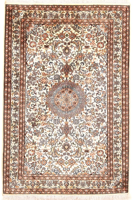 Kaschmir Seidenteppich 127x84 cm - Handgeknüpft, Orientteppich