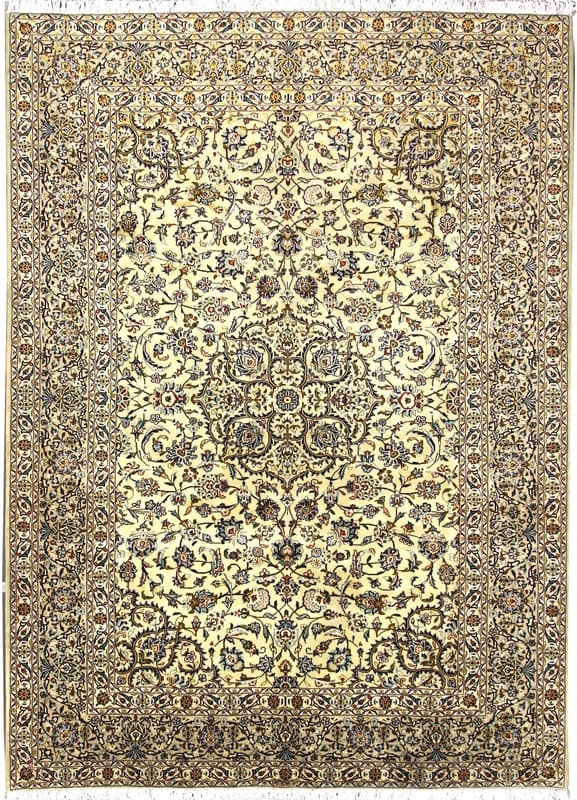 Kashan Orientteppich 379x271 cm, cremefarben, handgeknüpft