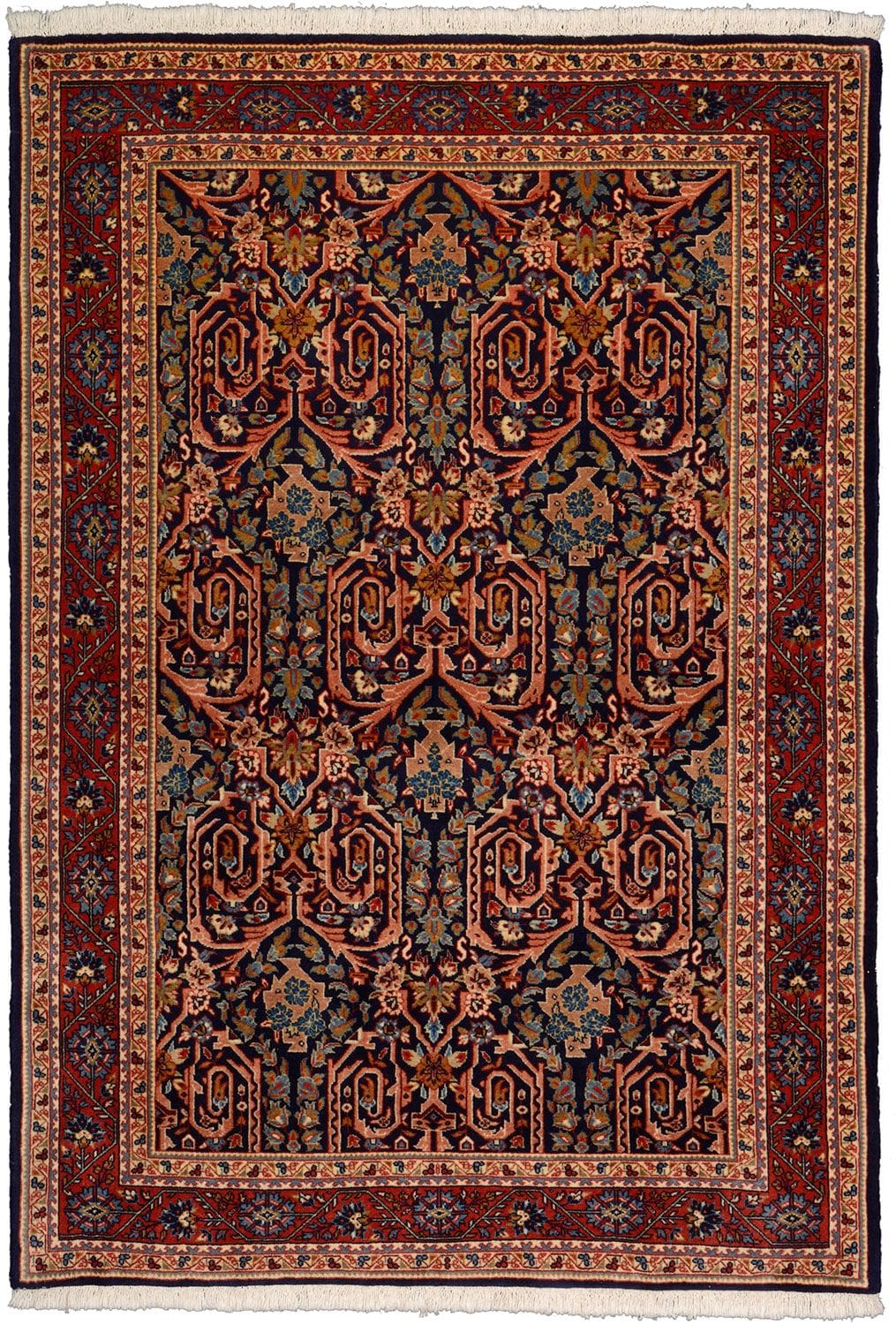 Kashan Teppich 108 x 156cm, Schurwolle, florale Muster, handgeknüpft