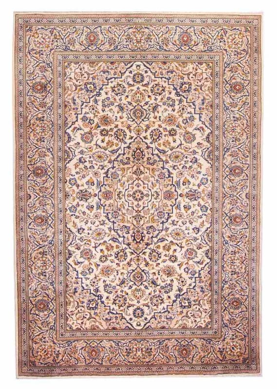 Kashan Teppich 298x203 cm, handgeknüpft, traditionelles Medaillon