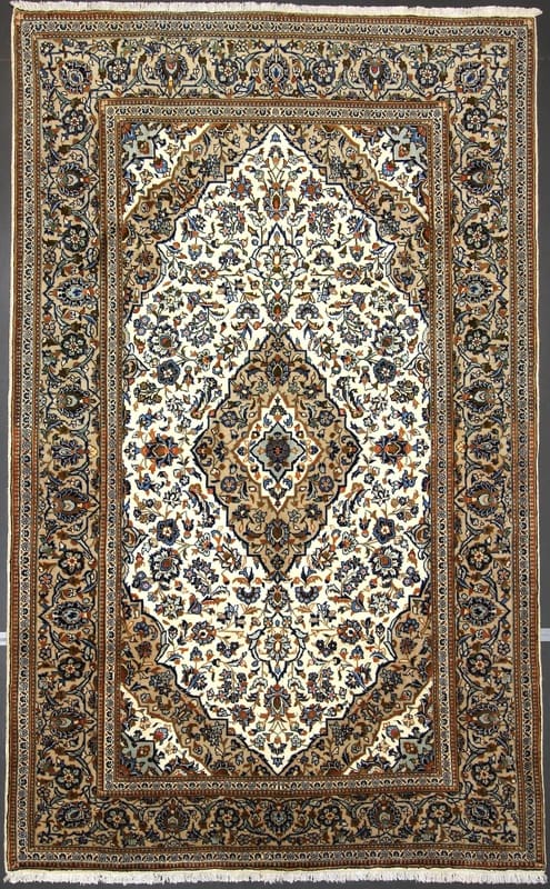 Kashan Teppich 319x195 cm – klassisches Medaillon, handgeknüpft, Perserteppich