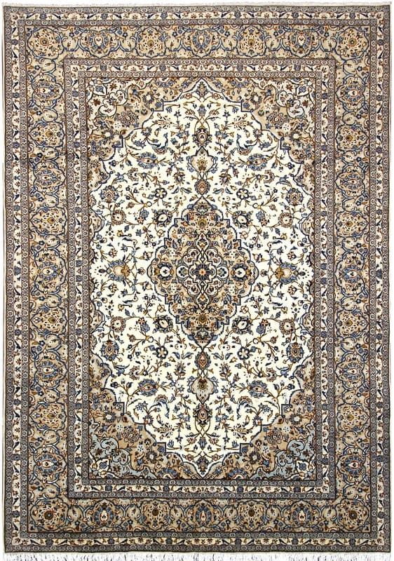 Kashan Teppich 353x246 cm, handgeknüpft, klassisches Medaillon, Perserteppich