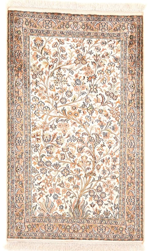 Kashmir Seidenteppich 126x74 cm, fein geknüpft, Orientteppich
