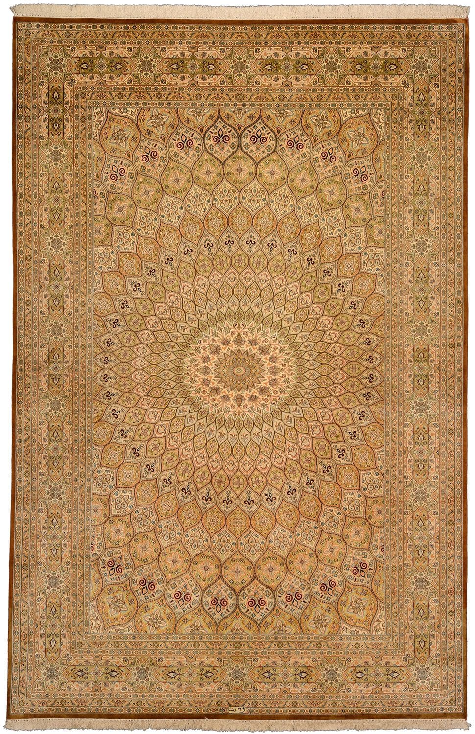 Kashmirseide Teppich 183x281cm, 600.000 Knoten, handgeknüpft