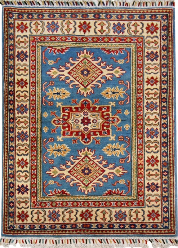 Kazak Orientteppich 129x98 cm, antik, handgeknüpft, Ziegler-Muster