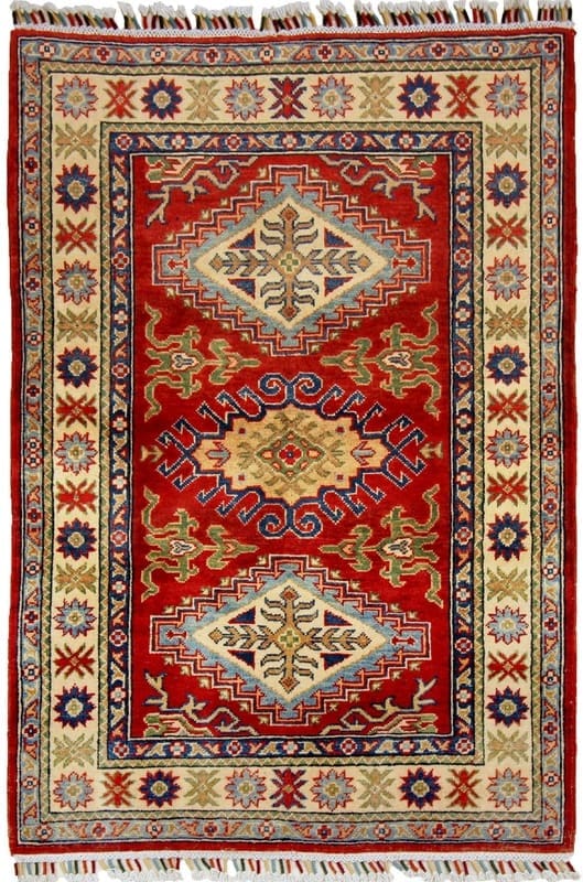 Kazak Teppich 139x103 cm - Antikes Design, handgeknüpft Orientteppich