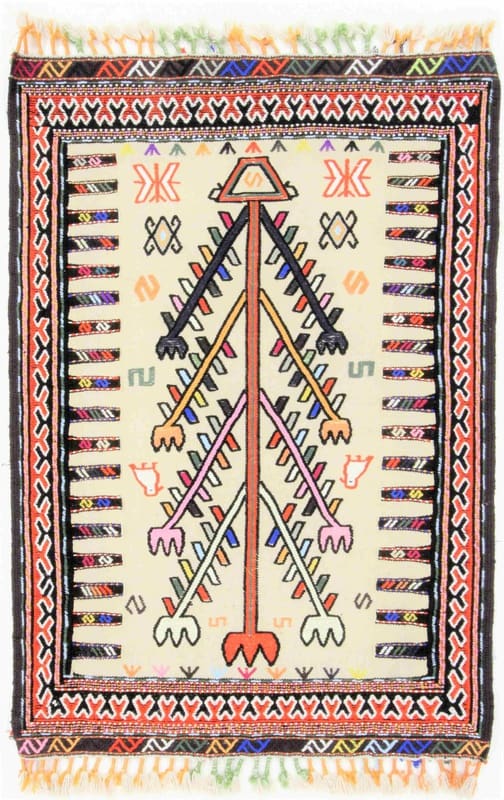 Kelim Teppich 112x77 cm - Traditioneller Orientteppich, handgewebt