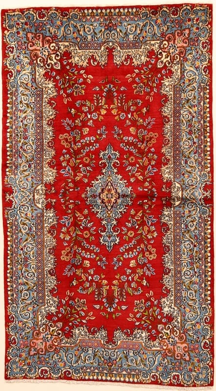Kerman Orientteppich 225x126 cm – Handgeknüpft mit floralem Muster