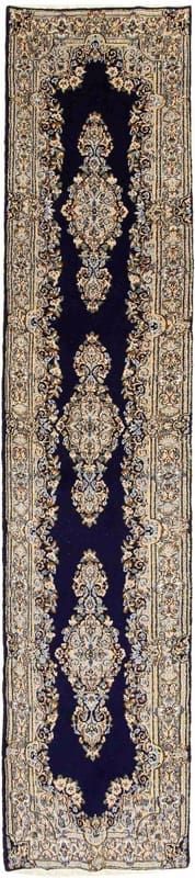 Kerman Orientteppich 343x75 cm, handgeknüpft, traditionelles Muster