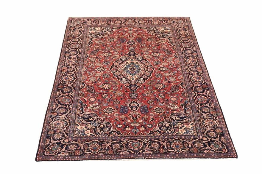 Keschan Teppich 203x136 cm – handgeknüpft, florales Design, Perserteppich
