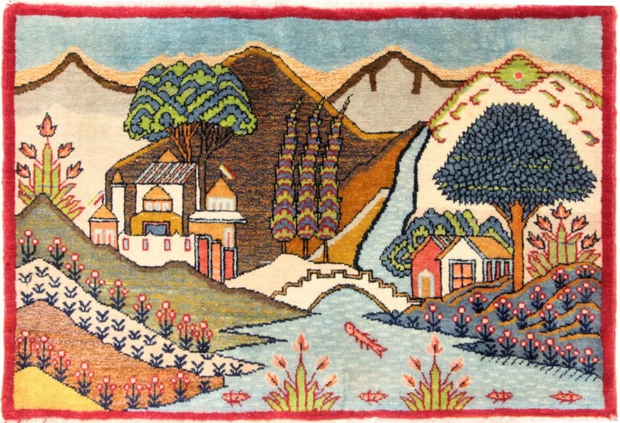 Keshan Orientteppich 90x59 cm - Handgeknüpft, Traditionell, Floral