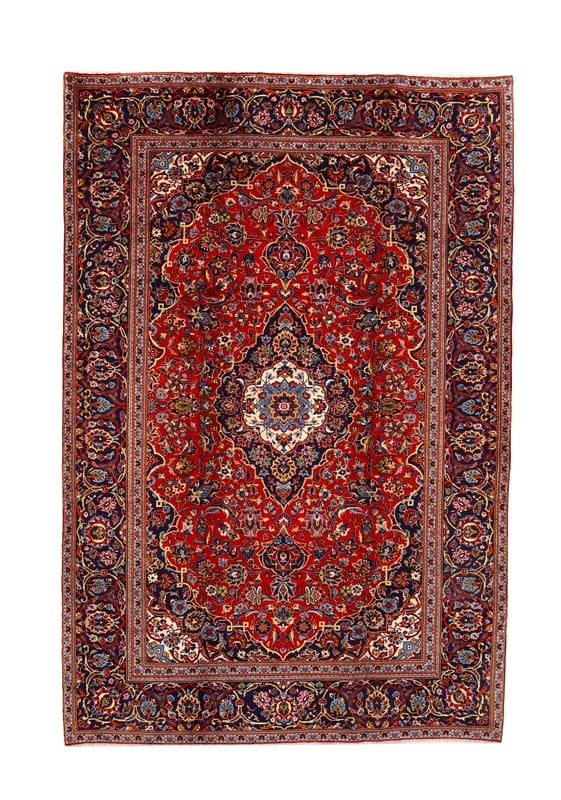 KESHAN Teppich 294x197 cm - Perserteppich mit klassischem Medaillon, handgeknüpft