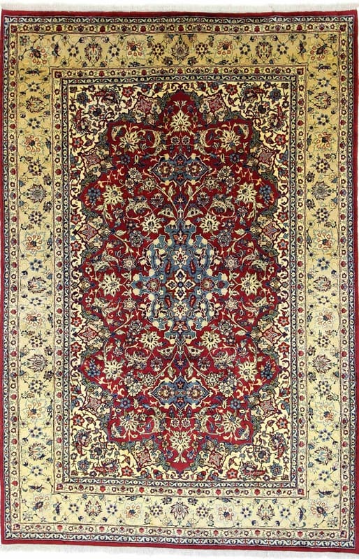 Keshan Teppich 305x203 cm – handgeknüpft, Perserteppich mit Blumenmuster