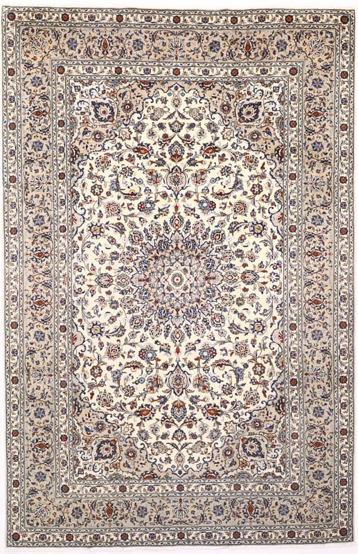 KESHAN Teppich 372x244 cm - Handgeknüpft, klassisches Blumenmuster, Perserteppich