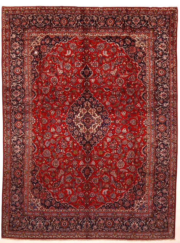 Keshan Teppich 427x321 cm – Handgeknüpft, opulente Muster, Perserteppich
