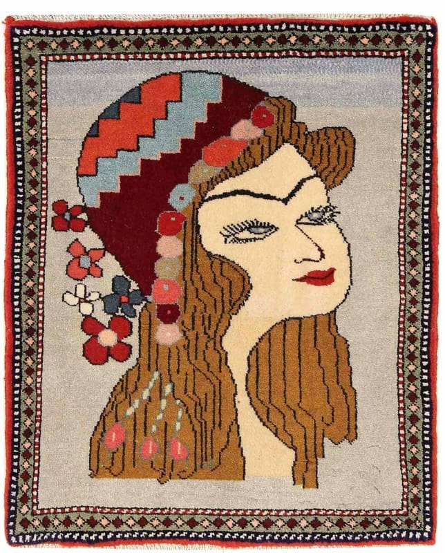 Keshan Teppich 58x47 cm, florales Muster, handgeknüpft, Perserteppich