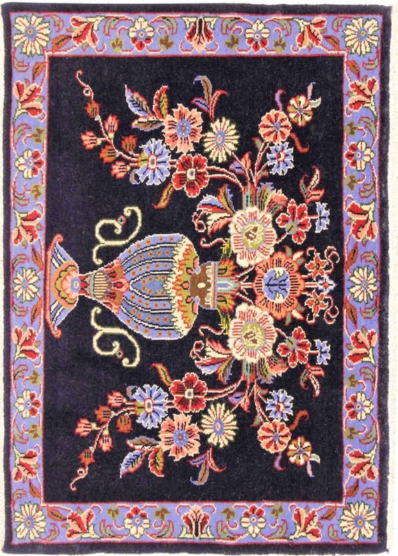 Keshan Teppich 82x58 cm – Handgeknüpft, klassisches Medaillon, Perserteppich